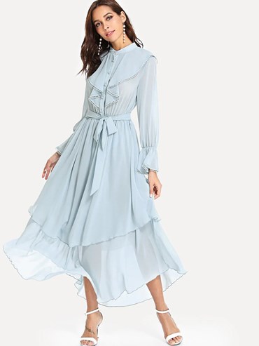 فستان شيفون ازرق فاتح | Dresses
